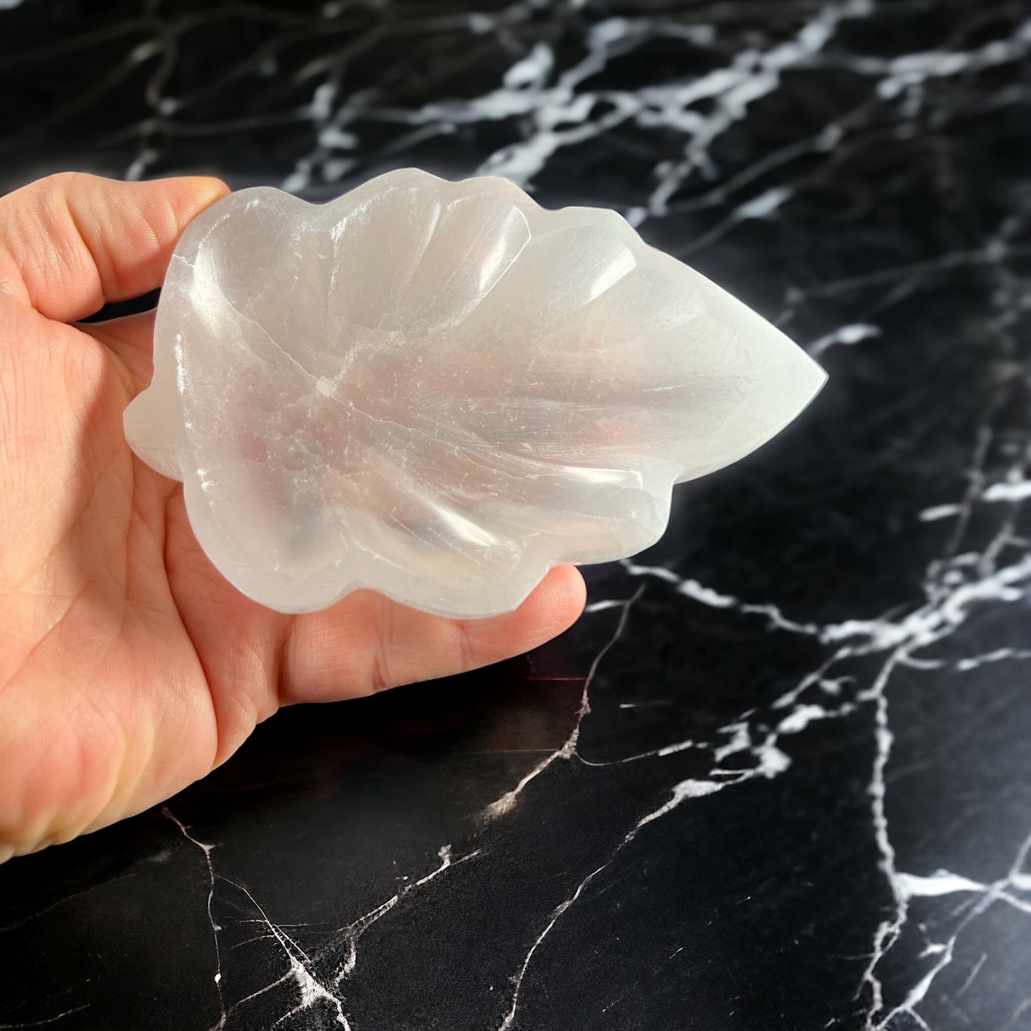 Selenite Leaf Charging Bowl