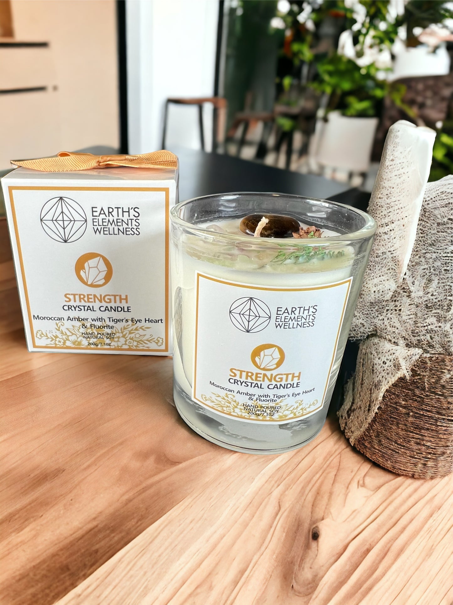 "Strength" Crystal Candle